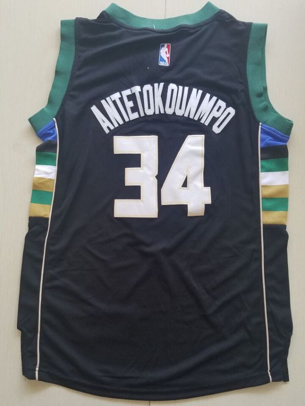 2017 NBA Milwaukee Bucks #34 Giannis Antetokounmpo Black kids jerseys->youth nba jersey->Youth Jersey